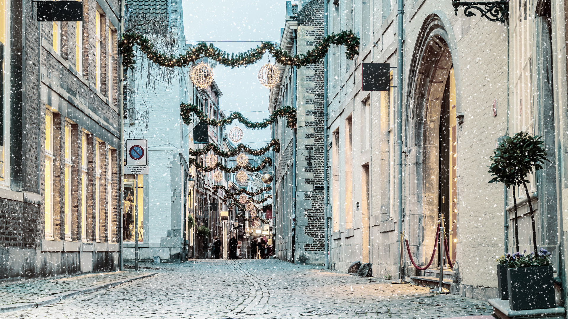 Maastricht City Centre Street In Winter