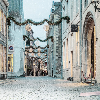 Maastricht City Centre Street In Winter