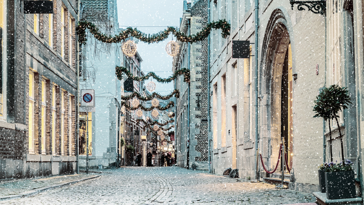 Maastricht City Centre Street In Winter