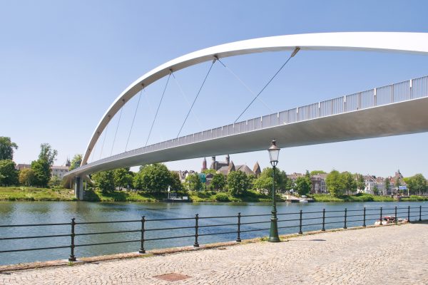 Modern High bridge over the river Meuse in Maastricht